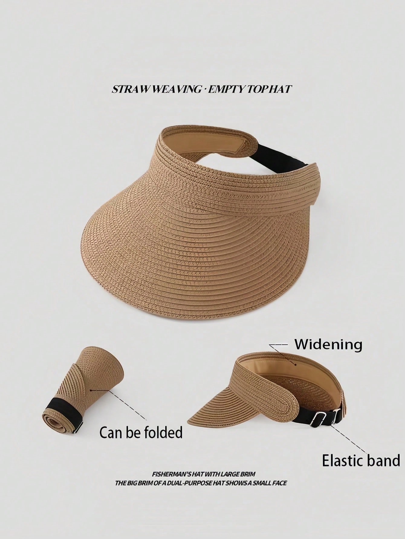 1pc Visière de soleil en paill - Bucket Hat Straw avis et prix